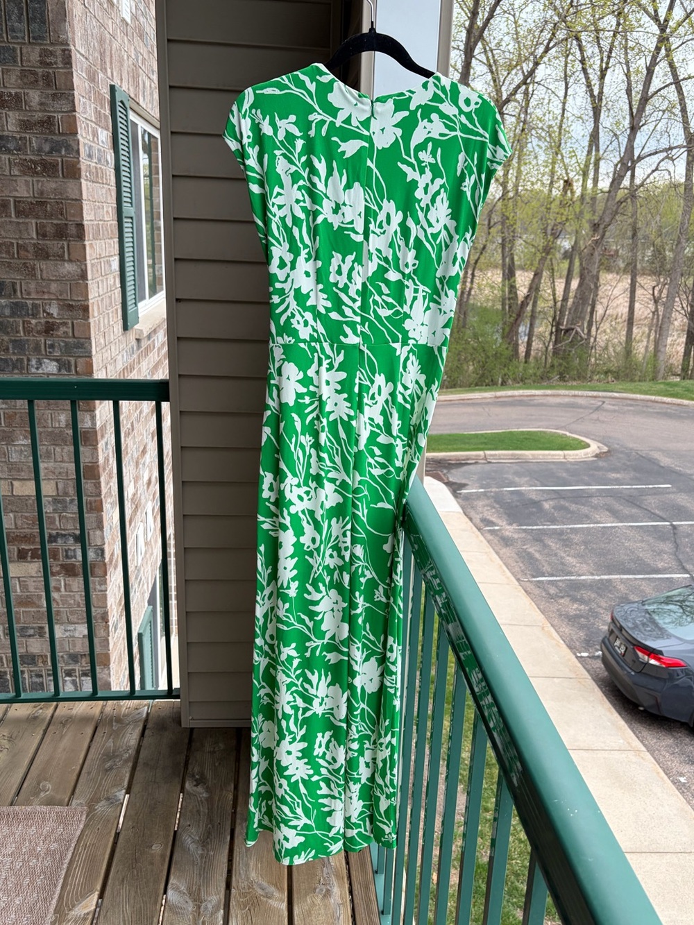 🆕🌿London Style Collection Green Floral Wrap Jumpsuit Wide Leg Tie Waist Size 4 - Picture 4 of 17